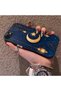 iPhone Se 2022 Compatible Silicone Edge Hard Back Case Crescent and Star Pattern Phone Case - 2