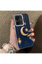 Redmi 13X Compatible Silicone Edge Hard Back Case Crescent and Star Pattern Phone Case - 3