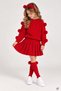 Red Girl's 4-Piece Set with Pompom Socks, Bandana, Knitwear, Sweater and Skirt 24947 - 2