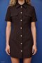 Short Sleeve Mini Dress - Coffee - 2