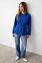Women's Saks Crew Neck Double Cuffed Blouse with Tie Detail Alc-X14715 - 4