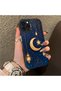 iPhone 14 Pro Max Compatible Silicone Edge Hard Back Case Crescent and Star Pattern Phone Case - 3