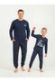 Ice skating navy blue father son pajama set, 100% cotton, adult and children's pajamas are priced separately.