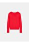 10427 V-Neck Pullover with Slit Sleeves - Red - 6