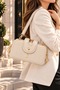 Women's 3-Compartment Small Size Vintage Scholarship Zipper and Snap Closure Hand and Shoulder Bag - 5