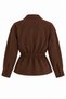 High Collar Belted Brown Suede Jacket - 4