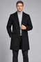Men's Black Slim Fit Cashmere Coat Classic Collar Buttoned Long Cut Winter Coat - Coat - 3