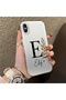 iPhone XS Compatible Silicone Edge Hard Back Case Letter E Patterned Couple Phone Case - 3
