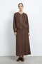 Zippered Pocket Detailed Jacket and Long Skirt Women's Set-14430 Brown