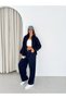 Women's Brown Oversize Shirt and Trousers Double Set - 2