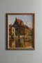 Historical Houses by the River - Vintage Patterned Painting - Fine Model