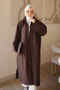 Brown Trench Coat with Snap Buttons and Zipper on the Sides - 4