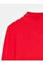 10877 Basic Stand Collar Buttoned Sweater-Red - 8