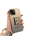 iPhone 14 Plus Compatible Silicone Edge Hard Back Case Letter E Patterned Couple Phone Case