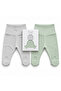 2-Piece Baby Pants with Booties, Wide Foldable Waistband, Interlock - 2