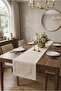 Elegance Lace-Embellished Cappuccino Linen Runner 35 X 140 cm