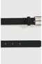Boy's Black Silver Colored Buckle Leather Look Belt - 2