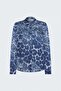 Leopard Patterned Classic Shirt - Navy Blue - 4