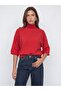 10851 High Collar Soft Textured Sweater-Red - 4
