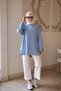 Baby Blue Tunic with Cuffs and Slits on the Sleeves and Skirt - 2