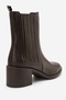 Alberta Brown Leather Women's Thick Heeled Boots - 7