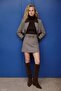 Houndstooth Patterned Mini Skirt - Brown - 2