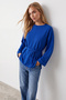 Women's Saks Crew Neck Double Cuffed Blouse with Tie Detail Alc-X14715 - 3