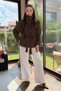 High Collar Belted Brown Suede Jacket - 6