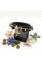 Women's Crystal Black Stone - Pink Winged Fairy Girl Figured Gold Color Bracelet with Accessories - 3