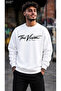 Men's the Vision Est 1997 Calligraphy Printed Crew Neck Casual Regular Fit Sweatshirt
