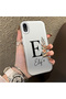 iPhone Xr Compatible Silicone Edge Hard Back Case Letter E Patterned Couple Phone Case - 3