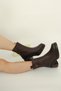 1414 Eren Shoes&Bag Genuine Leather Buckle Detailed Zippered Casual Elegant Thick Heeled Women's Boots Real Leather Brown - 8