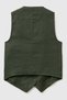Women's khaki 100% linen pocketed button-up sleeveless vest - 2