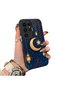 Samsung Galaxy S23 Ultra Compatible Silicone Edge Hard Back Case Crescent and Star Pattern Phone Case
