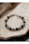 Black Lava Stone Men's Bracelet – Stylish and Modern Design with Metal Detail - 2