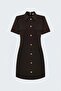 Short Sleeve Mini Dress - Coffee - 3