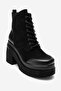 Norton Black Suede Lace-Up Zippered Women's Platform Heeled Boots - 6