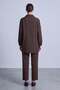 Floral Embroidered Zippered Textured Jacket and Trousers Set Brown - 3