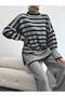 Women's Gray Turtleneck Oversize Knitwear Set - 3