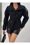 Arven High Collar Belted Short Lining Kashmir Coat Black - 6