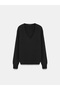 10879 V-Neck Wool Blend Sweater-Black - 5