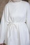 Stone Detailed Slit Oversized Tunic - White - 2
