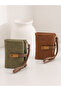 Beige Color Print Patterned Multi-Compartment Wallet Handbag - 2