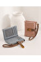 Beige Color Print Patterned Multi-Compartment Wallet Handbag - 3