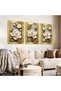 Gold Leafed White Textured Appearance Flowers 3 Piece Plexi Mirrored Table