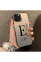 iPhone 13 Pro Compatible Silicone Edge Hard Back Case Letter E Patterned Couple Phone Case - 3