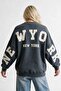 Women's Oversize Sweatshirt Wyo Ny Printed Smoked – Crew Neck, 3 Thread Raster Fleece - 2