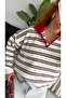 Premium Oversize Striped Polo Collar Sweater - 4