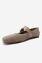 Jonas Mink Suede Genuine Leather Women's Ballerina Shoes with Belt - 7
