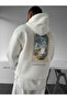White Hooded Oversize Premium Artist Embroidered Sweatshirt - 3